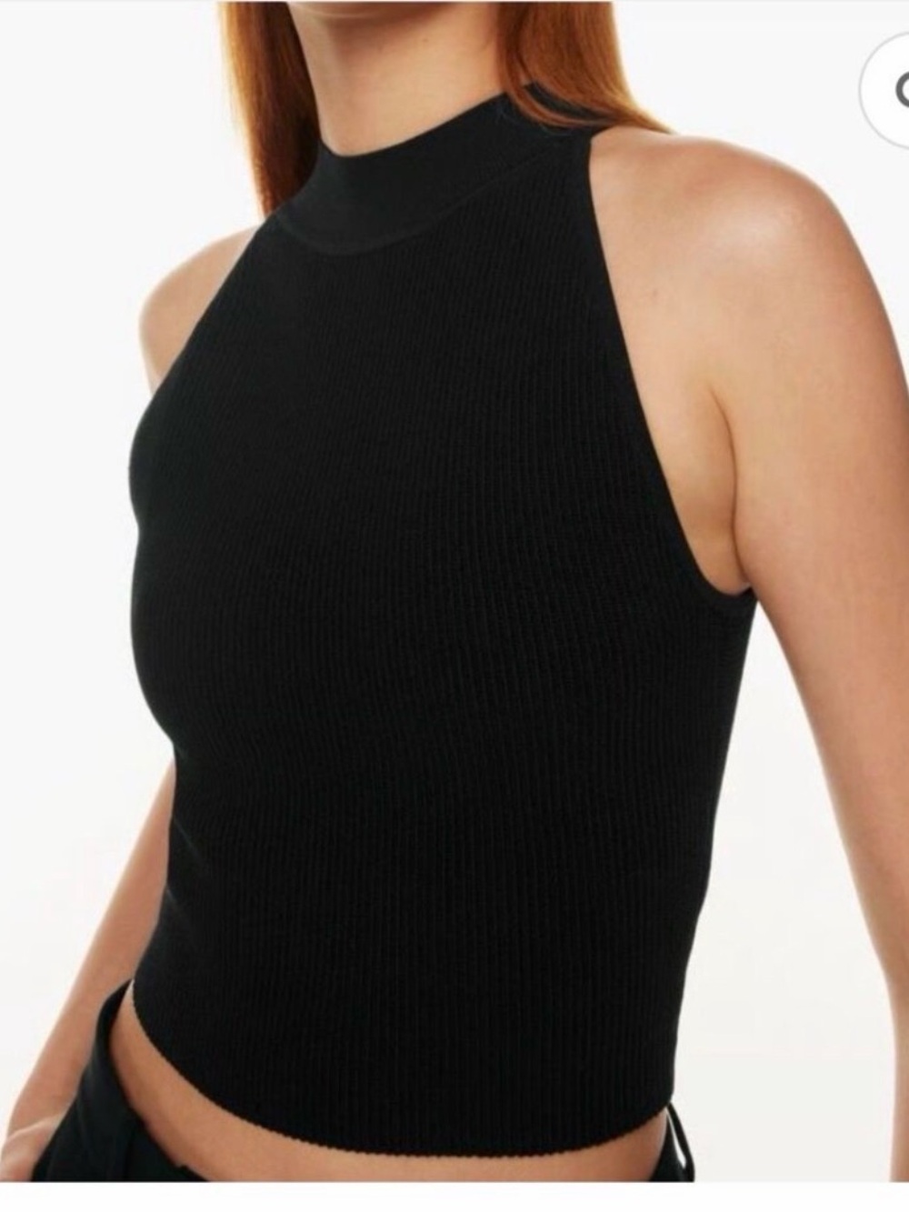 Aritzia Black Ribbed Mock Neck Tank